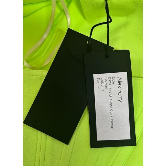 Alex Perry Exclusive Dale Stretch-Crepe Corseted Mini Dress in Green NWT Size 12 - Picture 11 of 12
